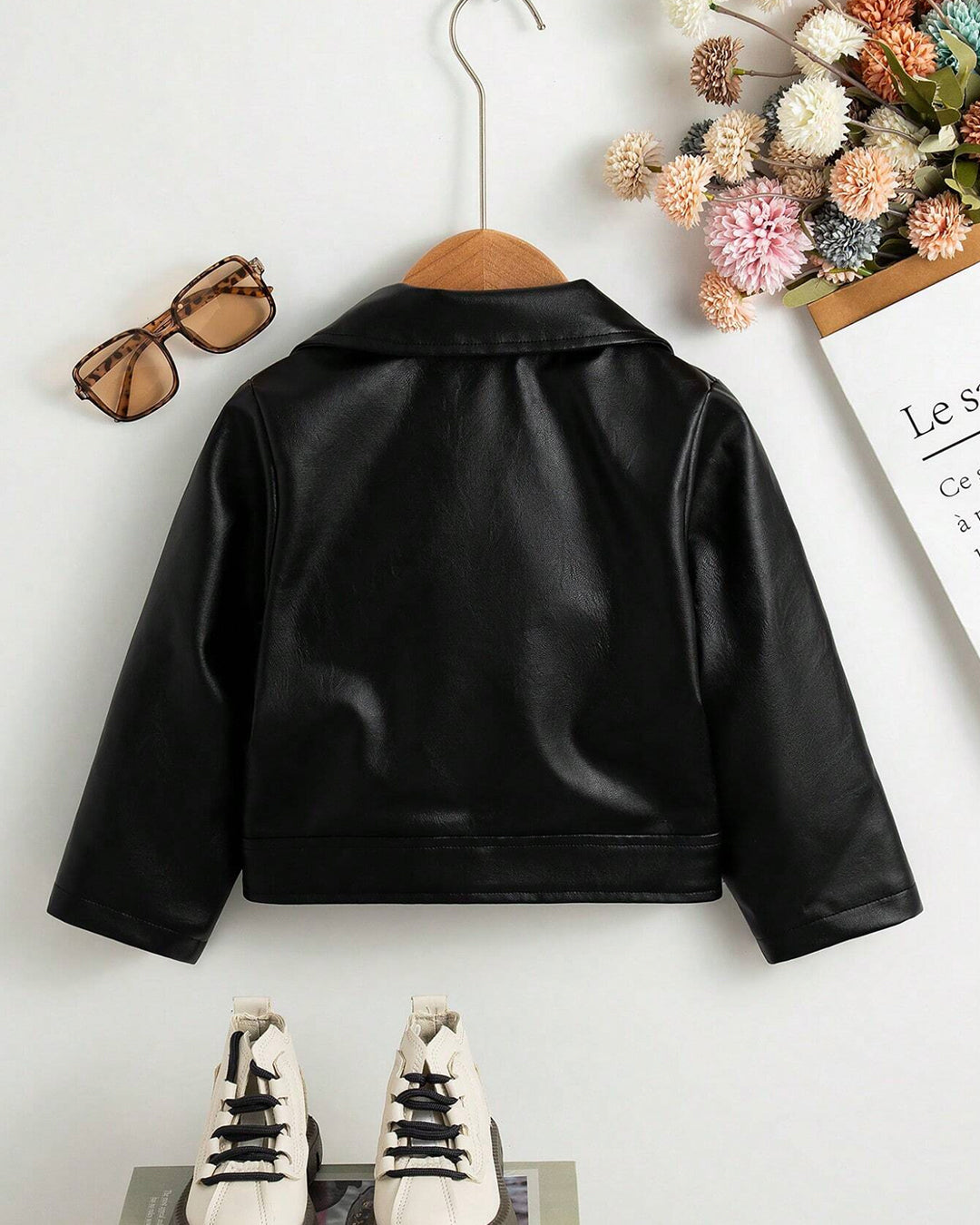 Girls PU Leather Jacket – Zip-Up Warm Style