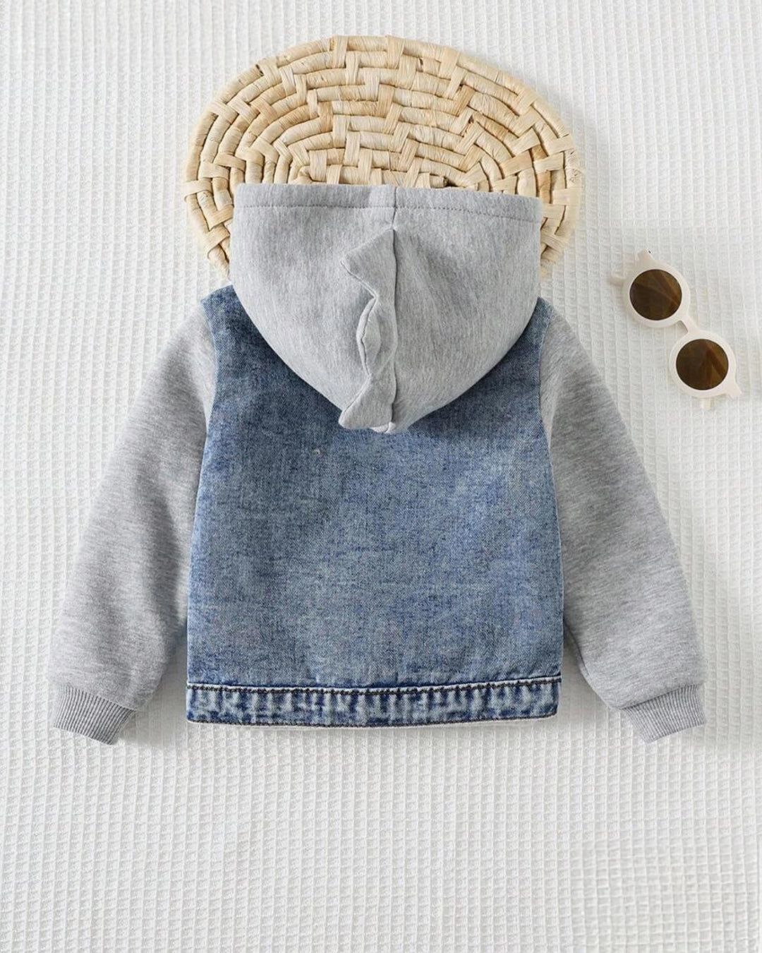 Denim Hoodie Jacket – Bear Patch