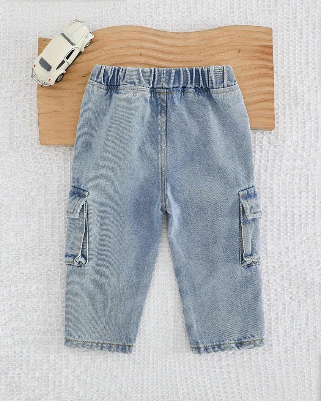 Baby Boy Cargo Denim Pants – Light Blue
