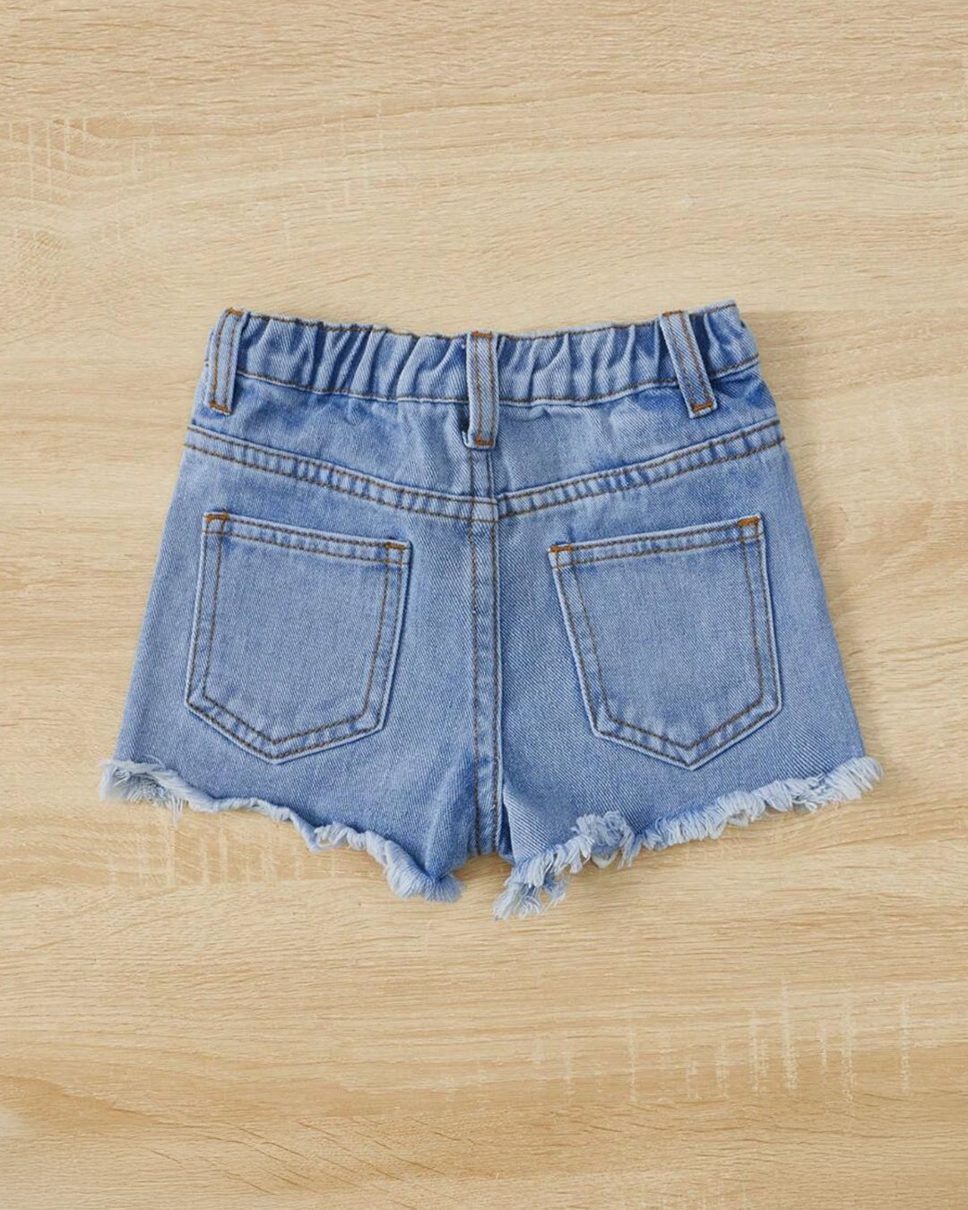 Girls' Lace Applique Raw Hem Denim Shorts