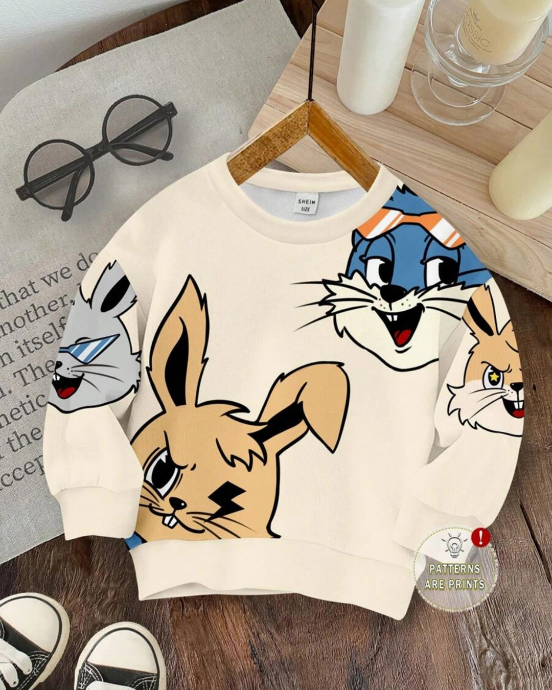 Boys Knit Hoodie with Cool Rabbits Design
