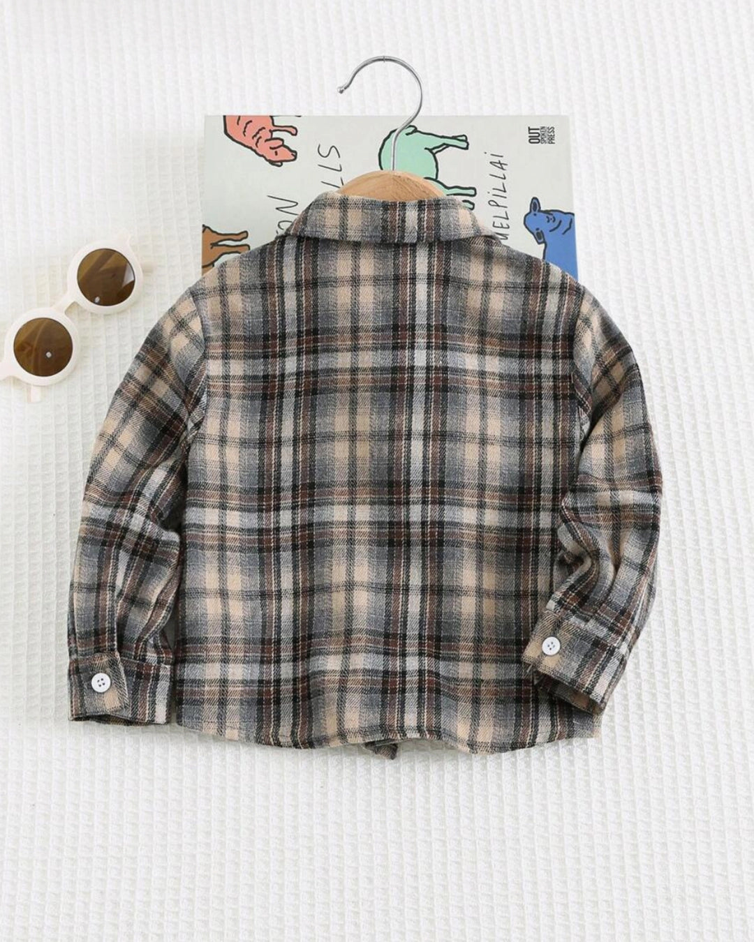 Baby Boy Houndstooth Print Open Front Shirt