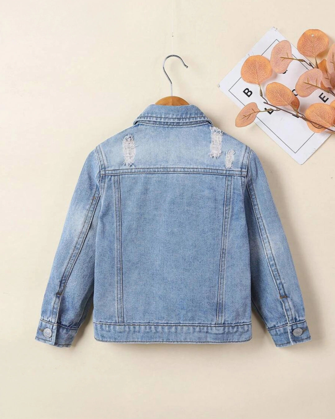 Young Boy Bleach Wash Ripped Denim Jacket