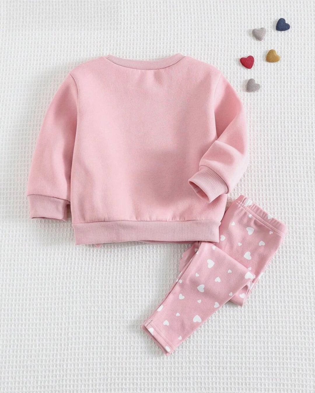 Baby Girl Heart Knit Sweatshirt & Pants Set (2pcs)
