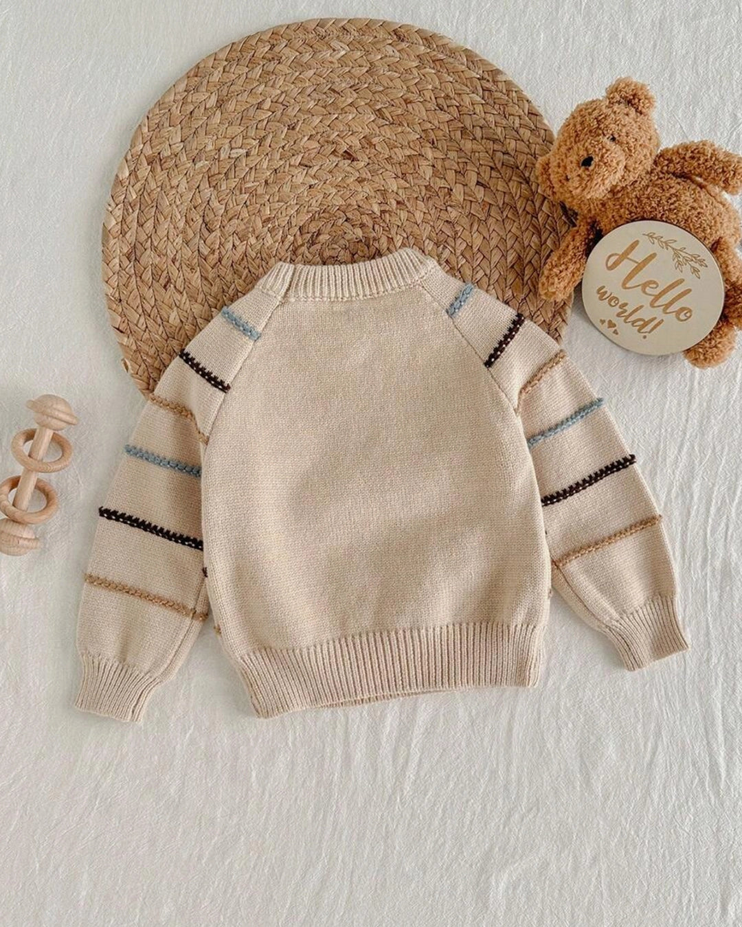 Baby Boy Striped Knit Sweater – Colorful Crew Neck Pullover