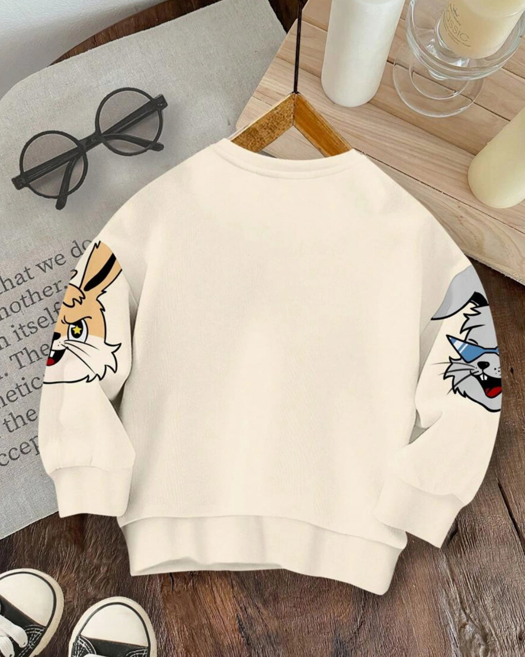 Boys Knit Hoodie with Cool Rabbits Design