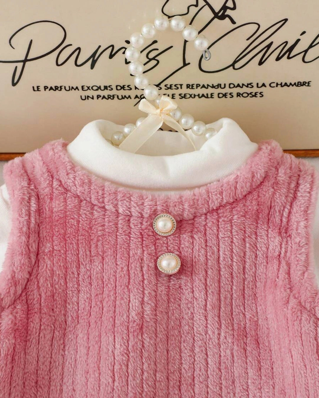 Baby Girl Fluffy Pink Dress & Turtleneck Set