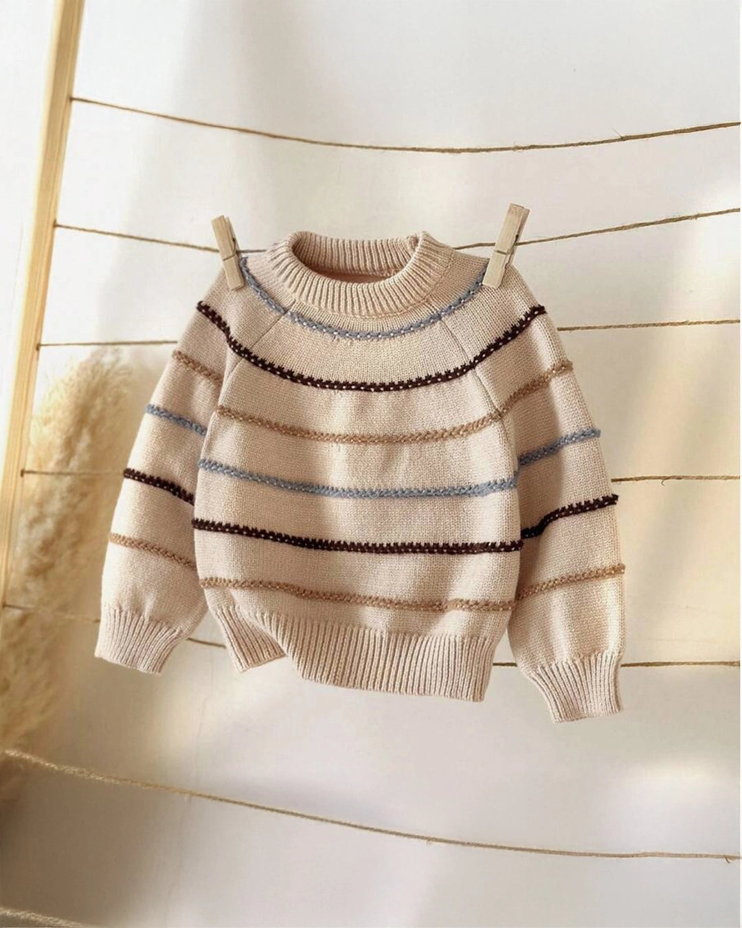 Baby Boy Striped Knit Sweater – Colorful Crew Neck Pullover