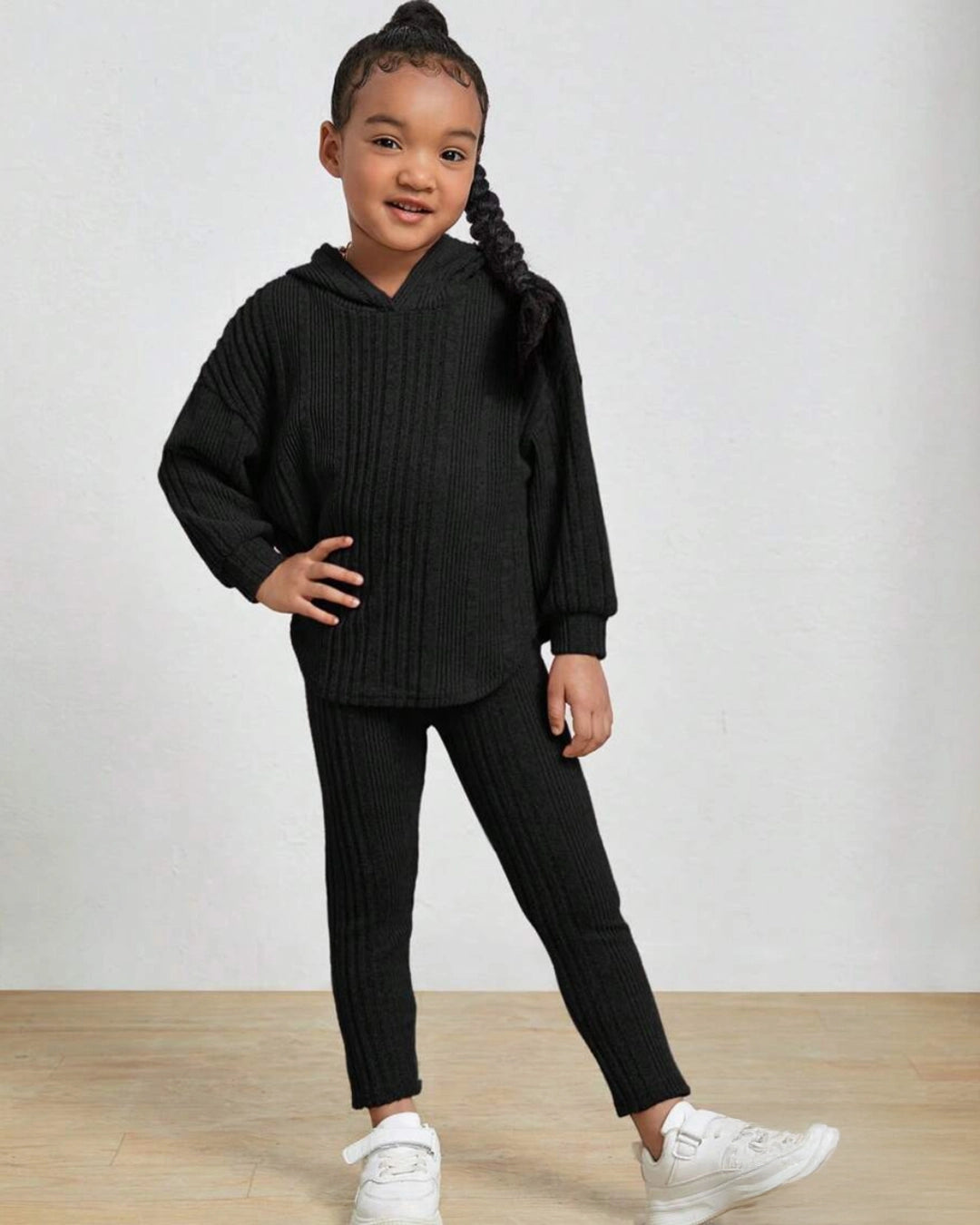 Girls' Drop Shoulder Hooded Tee & Leggings Set