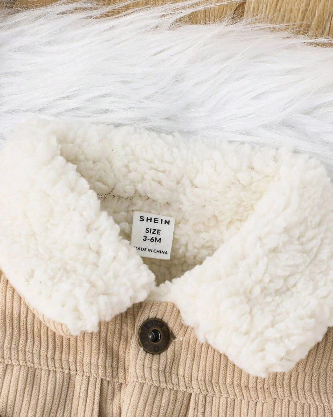 Kids Baby Girl - Boy Flap Detail Thermal Lined Corduroy Jacket