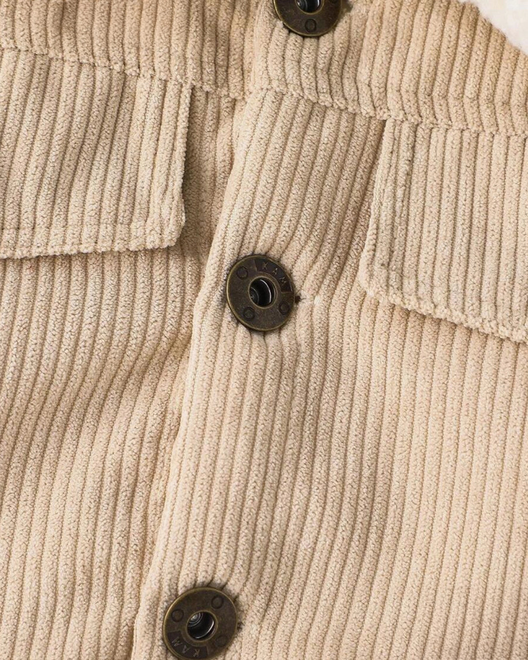 Kids Baby Girl - Boy Flap Detail Thermal Lined Corduroy Jacket
