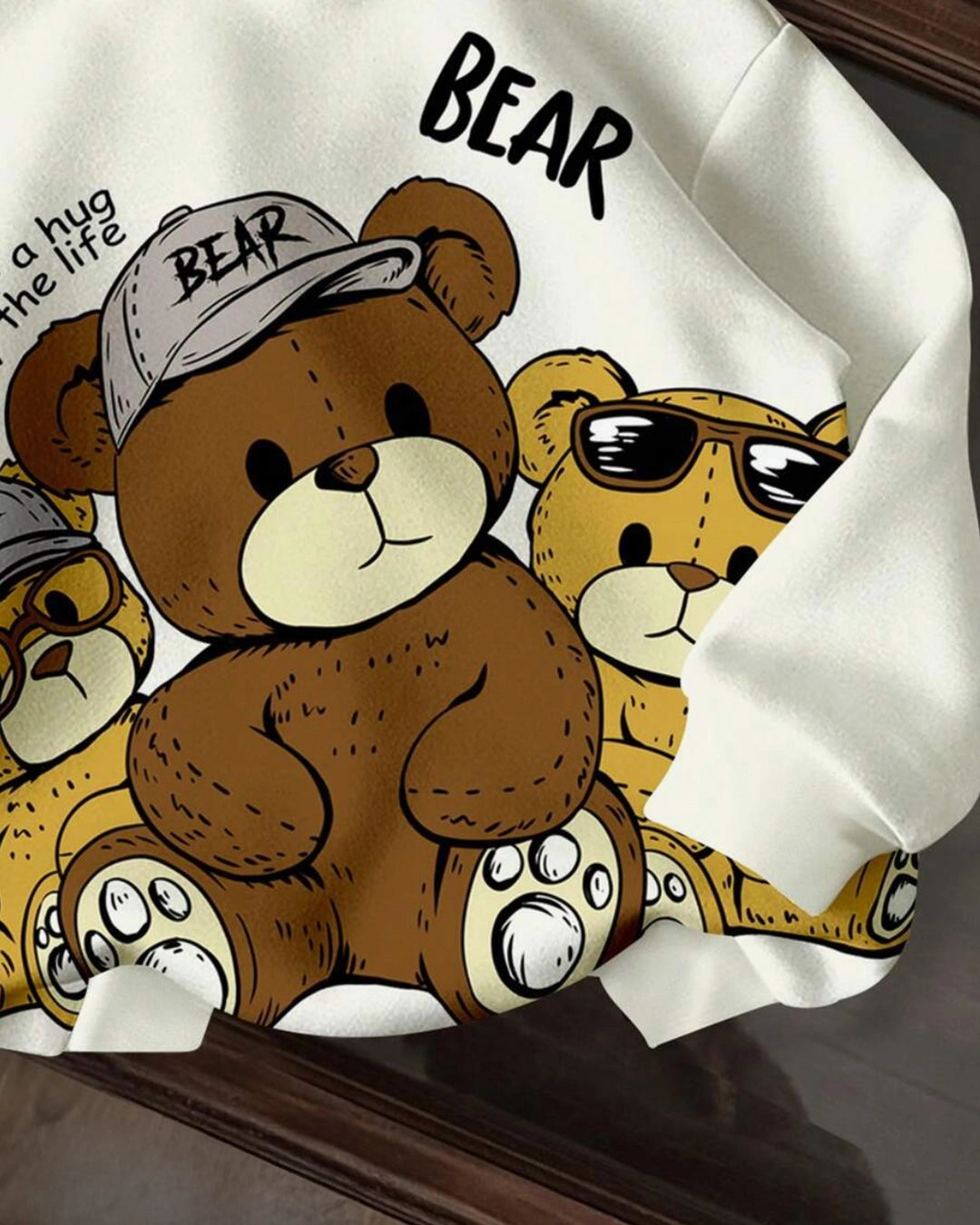 Baby Boy Knit Hoodie with Bear Print