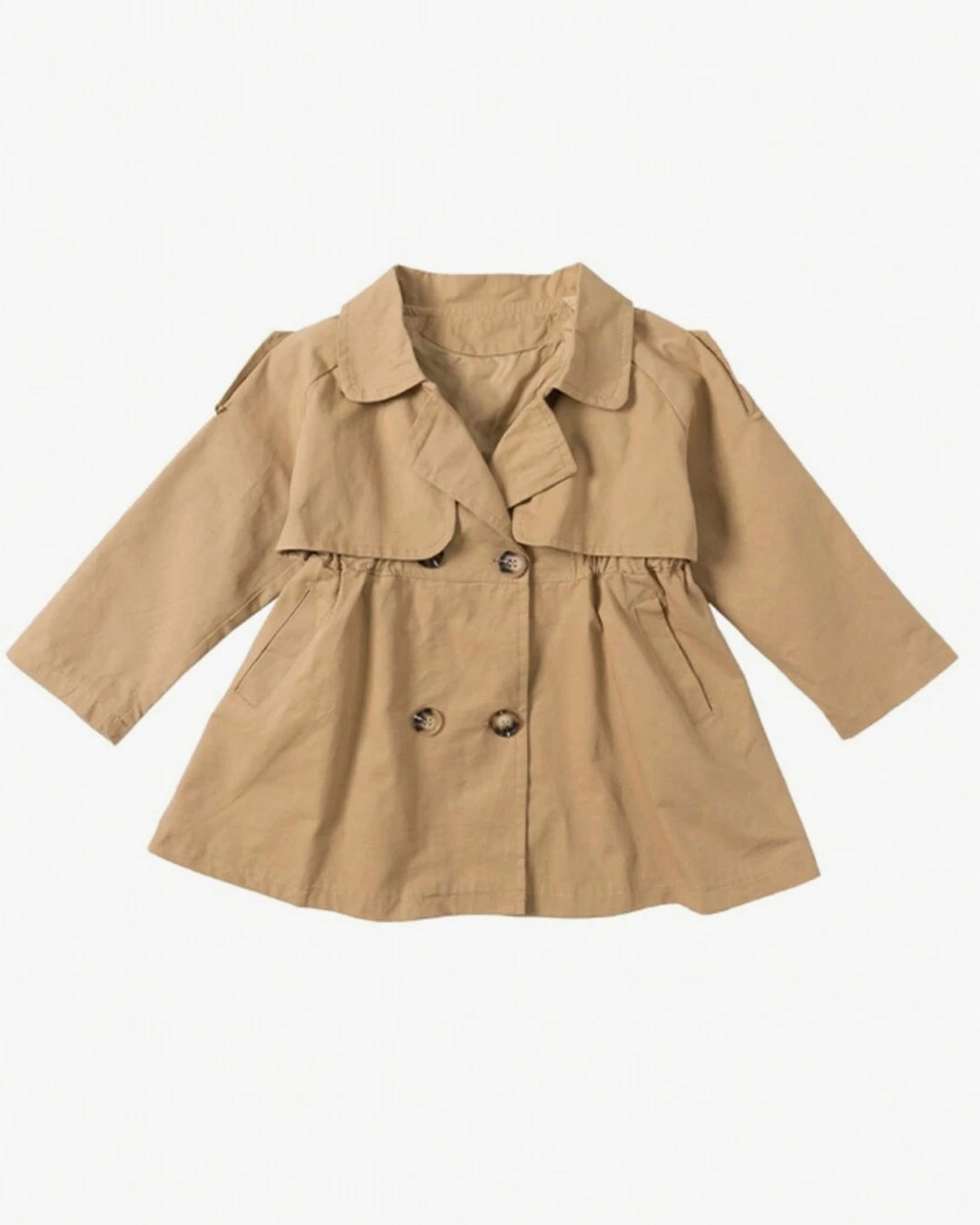 Girls Double-Breasted Trench Coat – Mid-Length Autumn Outerwear