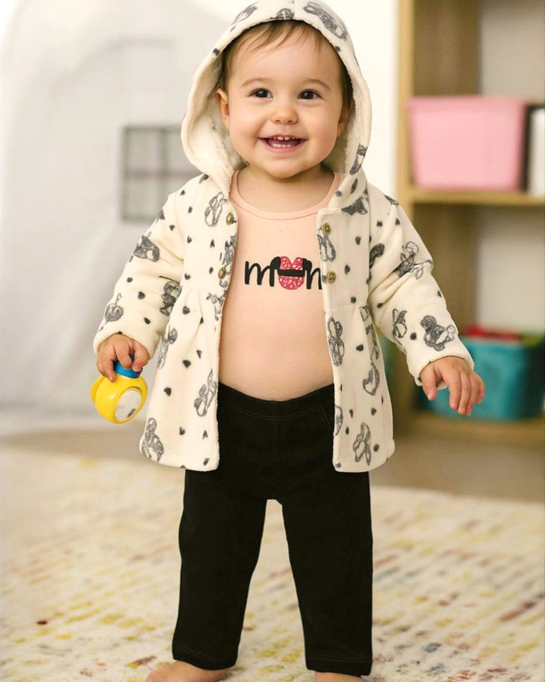 3-Piece Baby Girl Winter Outfit – Soft Fleece Jacket Set