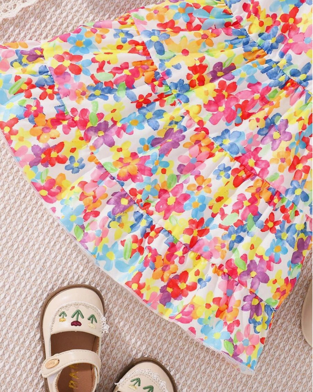 Baby Girl Floral Dress with Button-Front Jacket – 2pcs Outfit