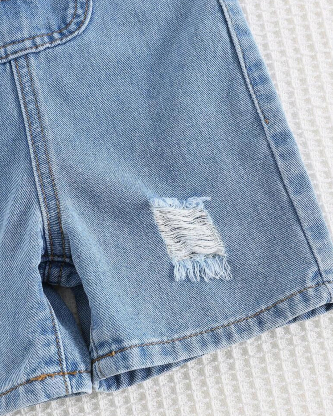 Baby Boy Bear Graphic Denim Bib Shorts