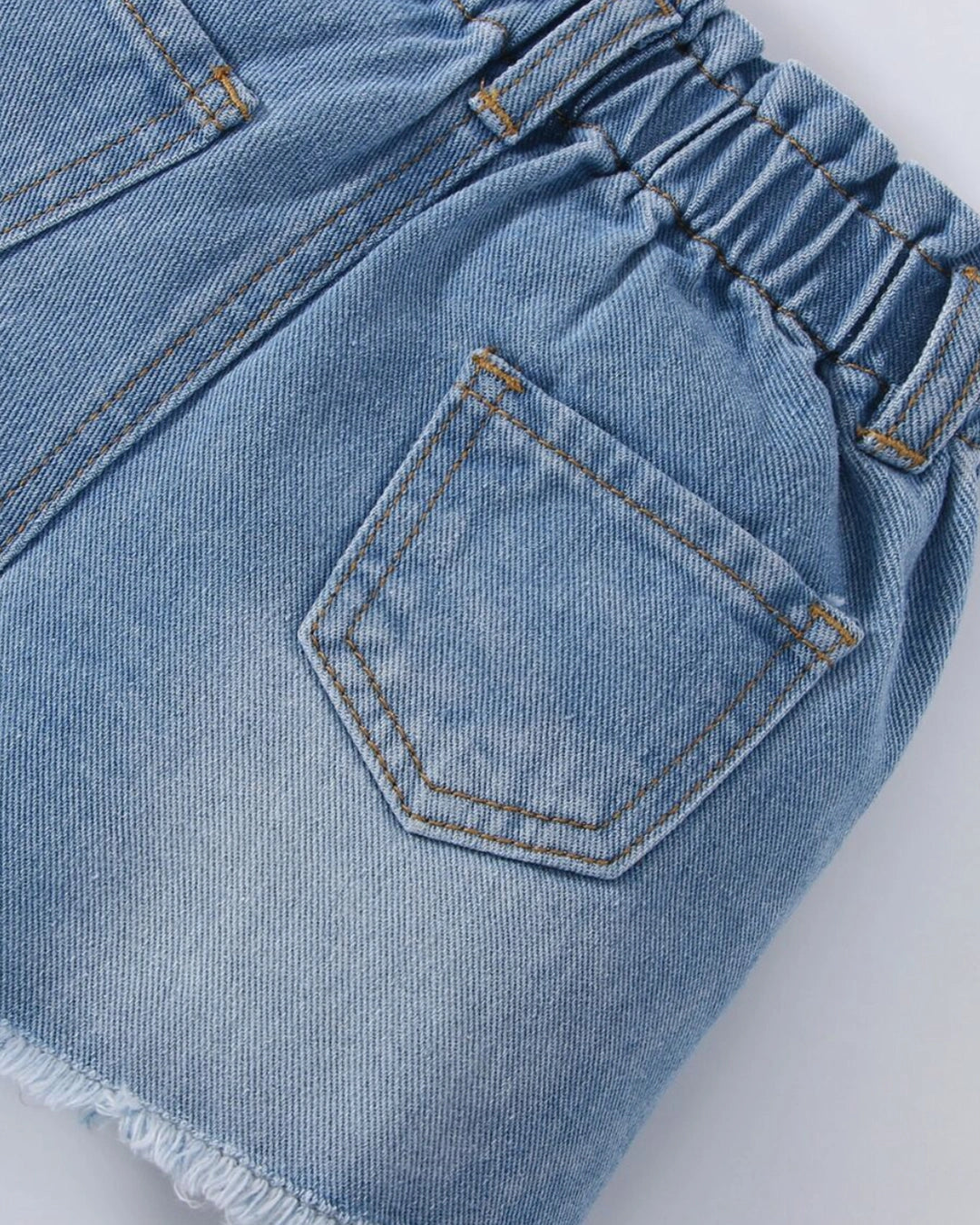 Baby Girl Distressed Denim Paperbag Shorts