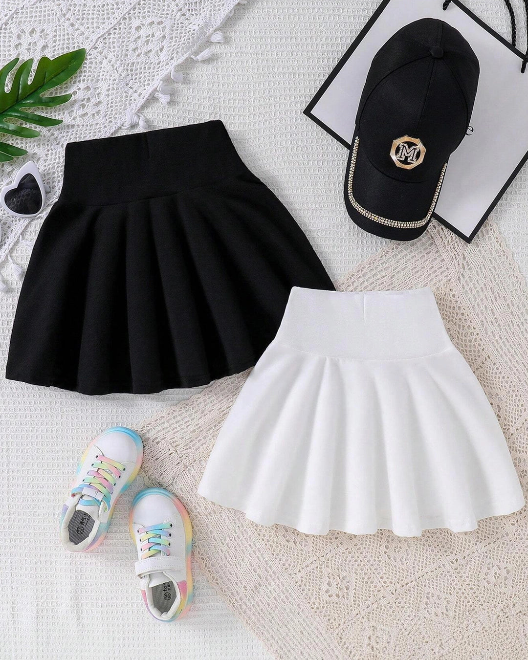 2pcs High-Waisted A-Line Skirts – Vintage Summer Set