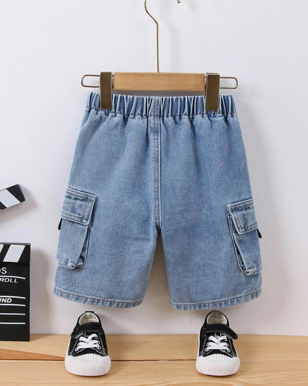 Young Boy Flap Pocket Side Denim Shorts