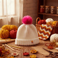 Baby Girl Knit Beanie with Pink Pom