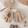 Baby Girls’ Faux Fur Jacket & Beret Set – Khaki