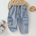 Baby Boy Cargo Denim Pants – Light Blue