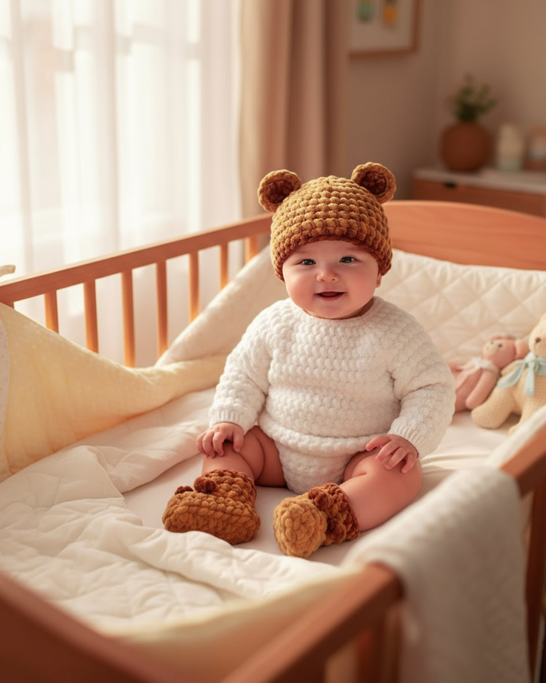 Bear Hat & Booties Set – Cozy Brown