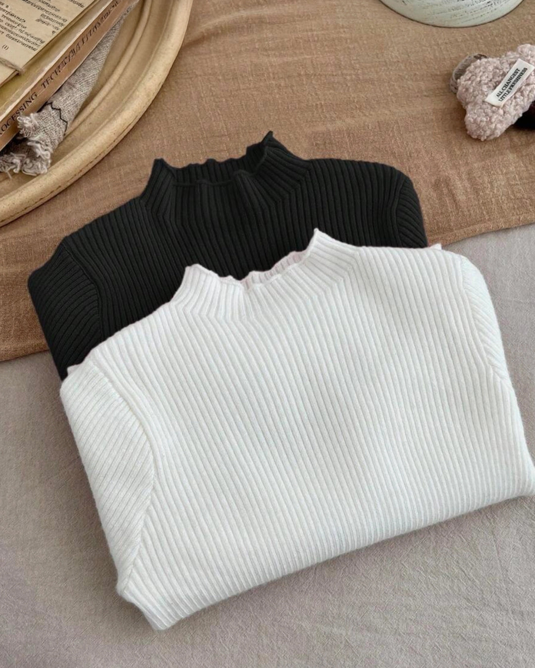 LMoss Baby Girls' High Neck Long Sleeve Pullover Sweaters – Multi-Pack