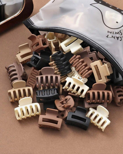30pcs/Set Coffee Color Small Square Wavy Hair Clips