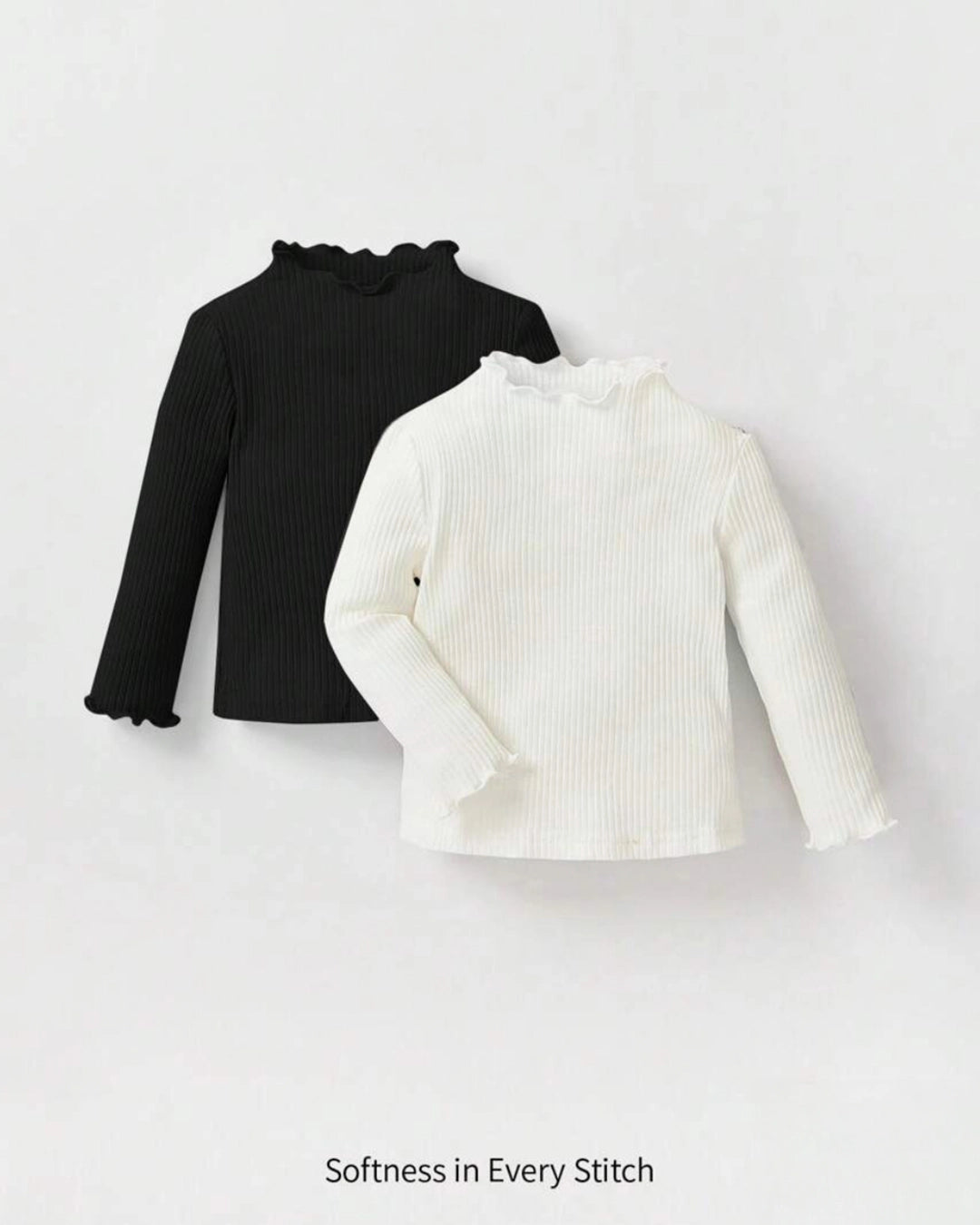 Baby Girls’ Ruffled Mock Neck Long Sleeve Top 2pcs Set