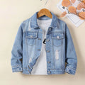 Young Boy Bleach Wash Ripped Denim Jacket