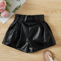 Girls' Faux Leather Shorts – Autumn Daily Wear