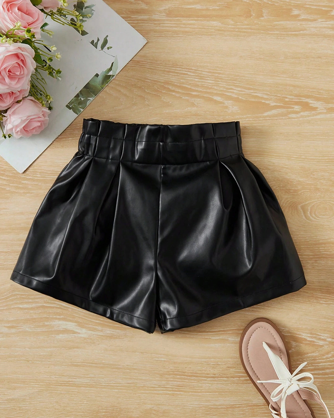 Girls' Faux Leather Shorts – Autumn Daily Wear