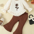 Baby Girl 3D Flower Bell Sleeve Top & Bell Bottoms Set