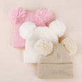3pcs Baby Knit Double Ball Beanies With Ear Protection