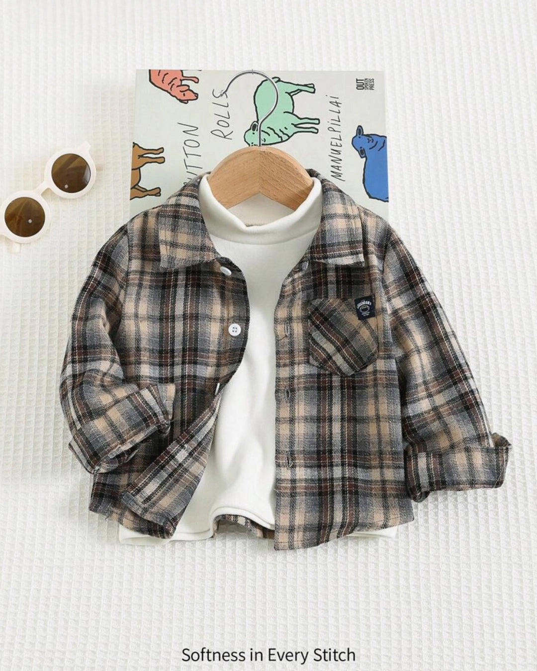 Baby Boy Houndstooth Print Open Front Shirt