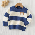 Baby Boy Striped Bear Sweater – Cartoon Crew Neck Knit