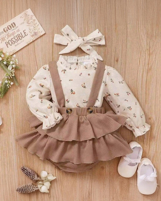 Baby Girl Floral Shirt & Ruffle Skirt Set