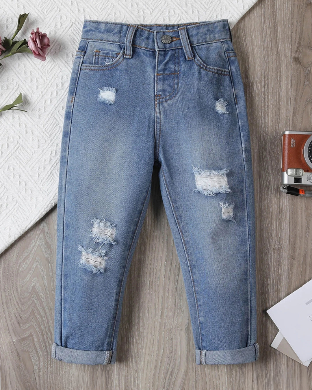 Boys Ripped Bleach Wash Jeans – Chic Winter/Autumn Style