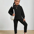 Girls' Drop Shoulder Hooded Tee & Leggings Set