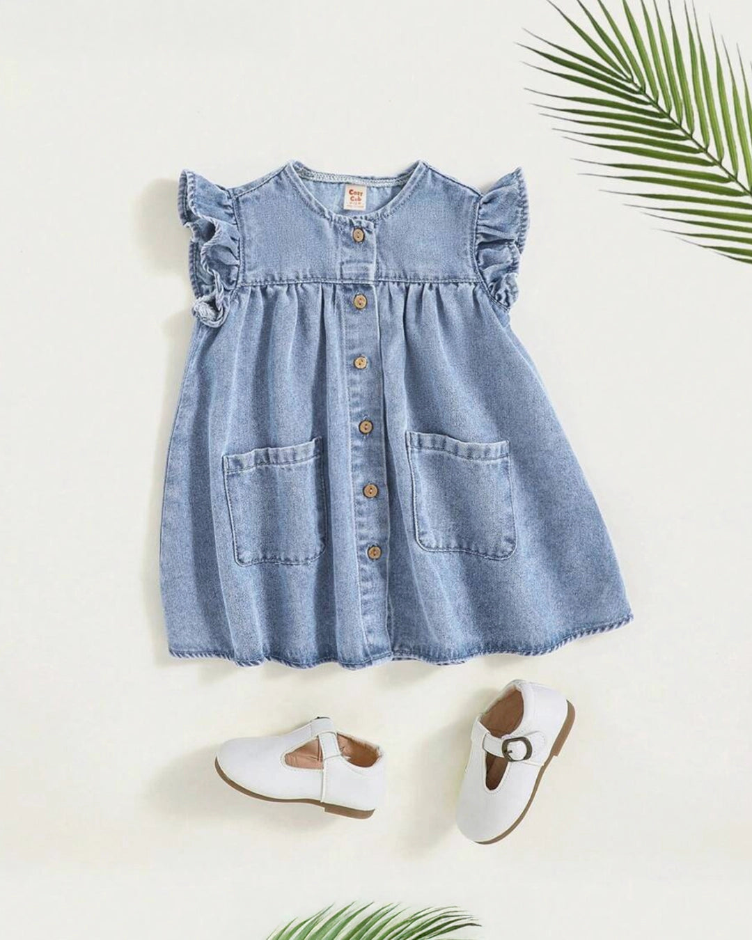 Baby Girls' Boho Denim Flare Sleeve Dress
