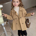 Girls Double-Breasted Trench Coat – Mid-Length Autumn Outerwear