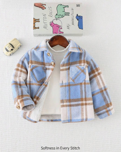 Baby Boy Colorful Plaid Woolen Coat