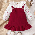 Baby Girl Floral Ruffle Top & Corduroy Overall Dress