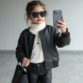 Girls' Faux Leather Jacket – Black