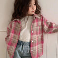 Girls Plaid Long Sleeve Shirt – Korean Style