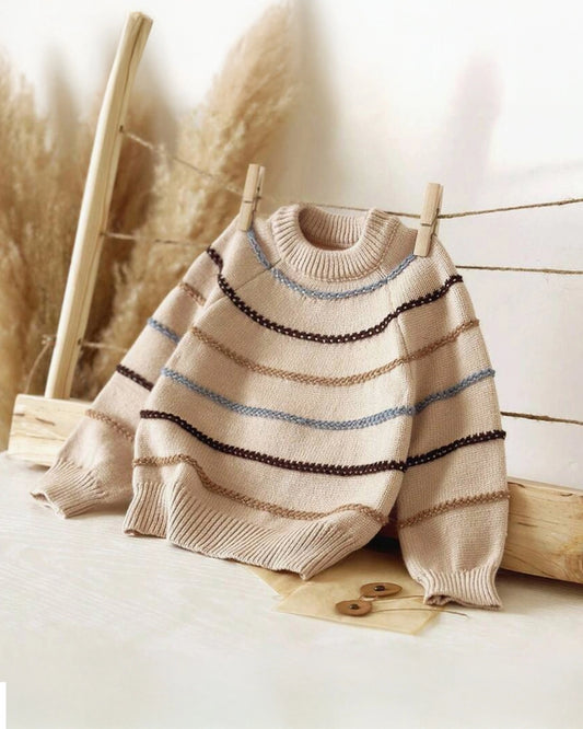 Baby Boy Striped Knit Sweater – Colorful Crew Neck Pullover