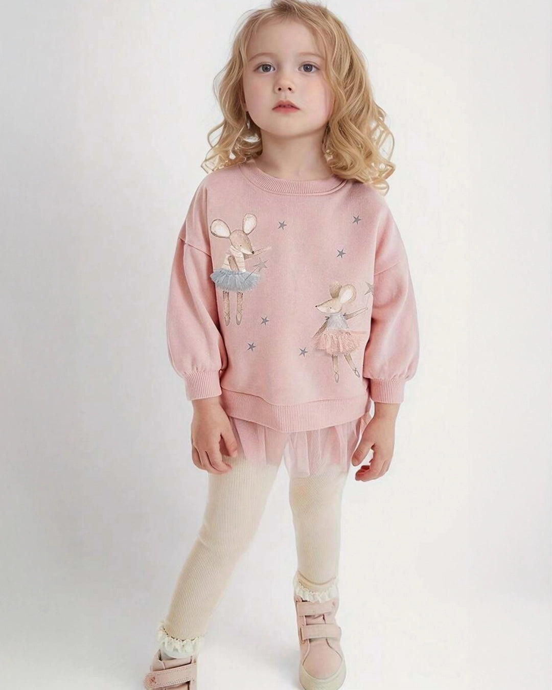 Young Girl Autumn Tulle & Cartoon Top Set