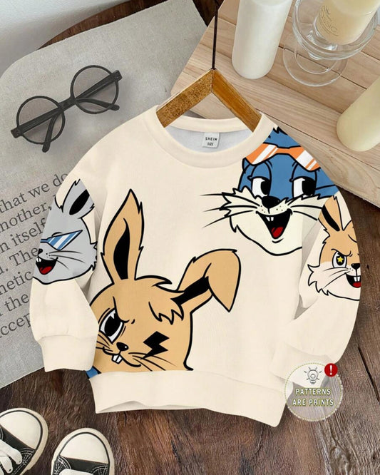 Boys Knit Hoodie with Cool Rabbits Design