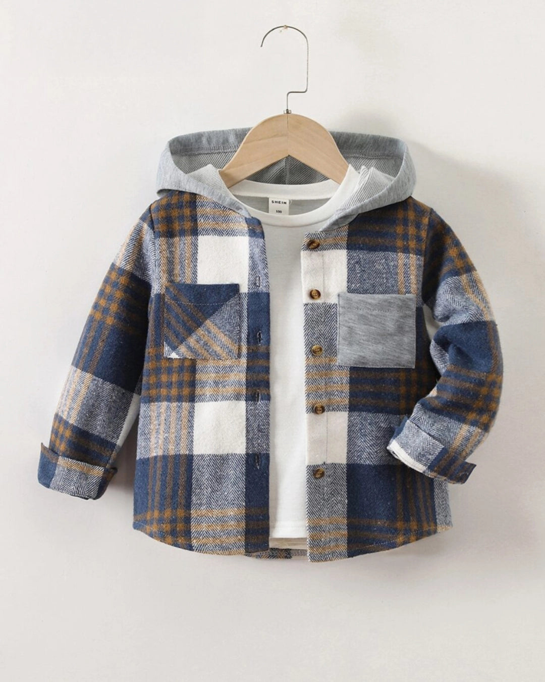 Boys Plaid Hooded Coat